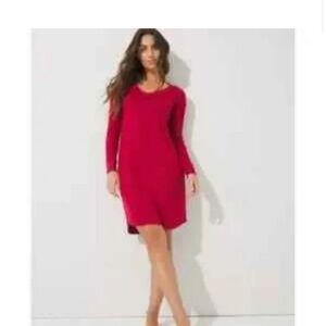 Soma Brushed Cody Red Long Sleeve V Neck Sleepshirt